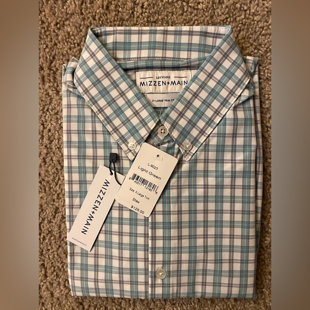 Mizzen+Main mens long sleeve dress shirt. XL trim